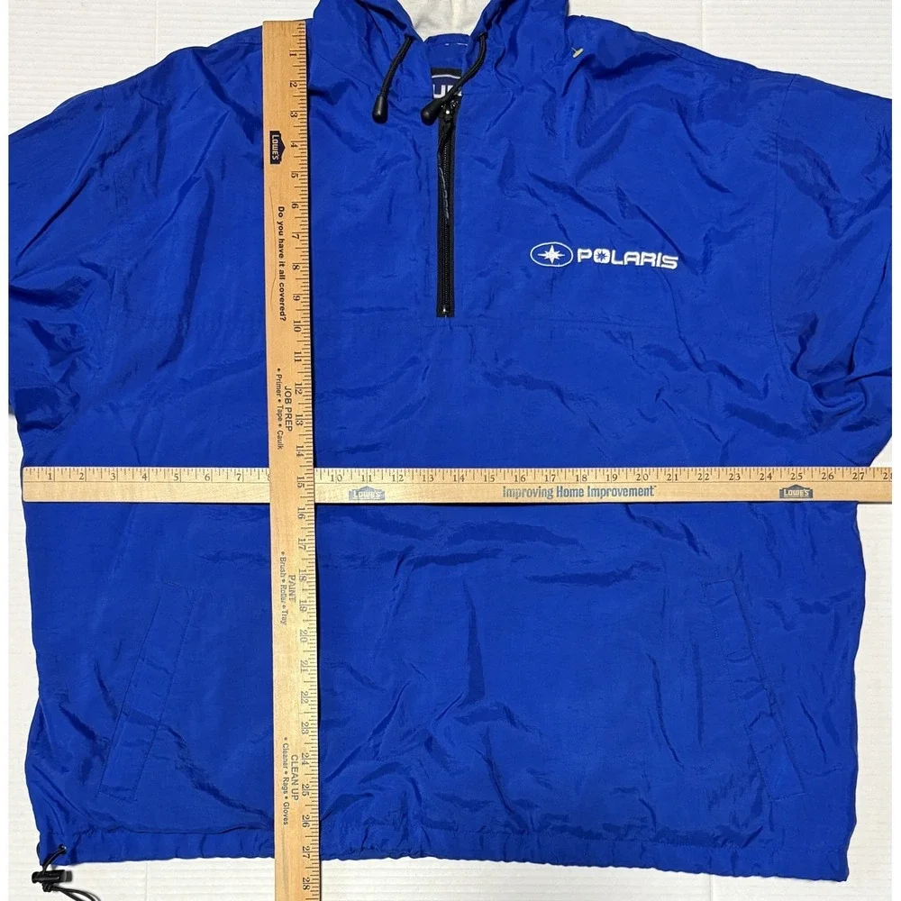 PURE POLARIS - Men's‎ 1/4 Zip Blue Hooded Windbreaker Anorak Jacket - X-Large